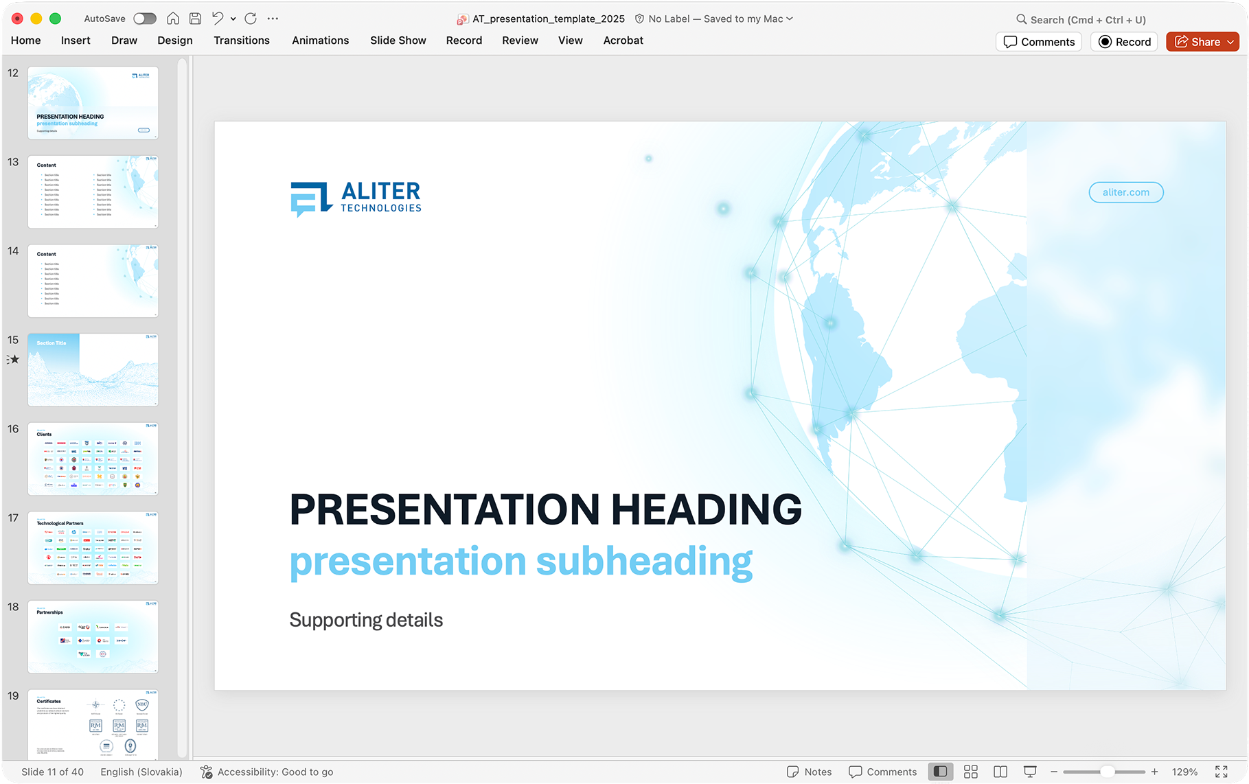 Main visual of presentation template redesign by Daniel Zubal.